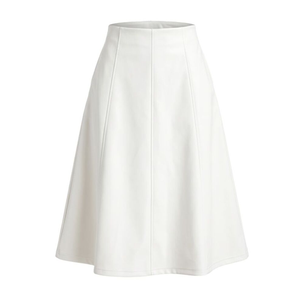 Women's Faux Suede Skirts Fall Winter with Pockets A-Line Midi Skirt White